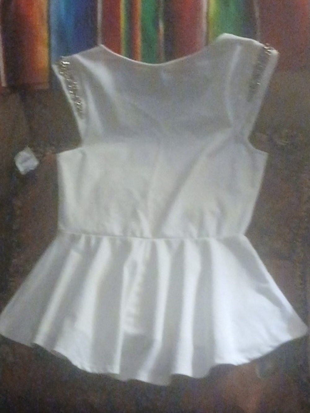 Charlotte Russe White Beaded Shoulder Peplum Top Girls' 4 NWT